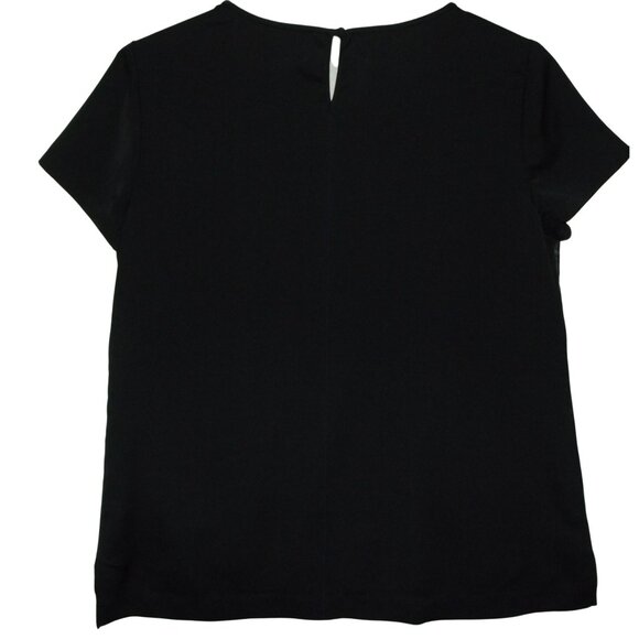 J. Crew Faux Leather Tee Womens Size L Black Short Sleeve Top pocket - Picture 3 of 14